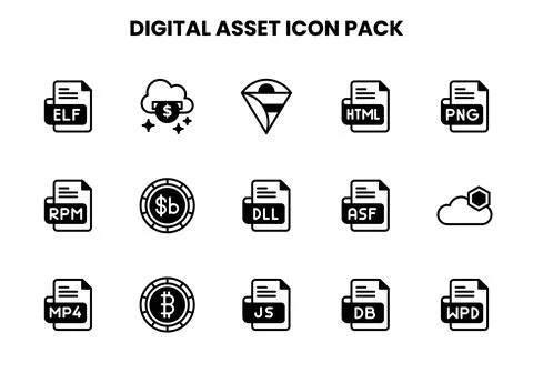 Digital Asset DuoTone Bundle Icons Pack Stock Illustration