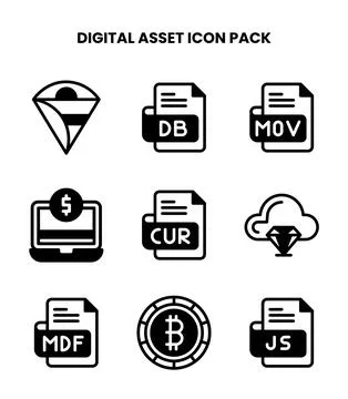 Digital Asset DuoTone Vector Icons Pack 库存插图