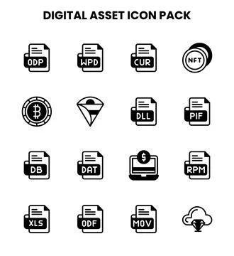 Digital Asset DuoTone Vector Icons Pack Stock Illustration