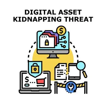 Digital asset kidnapping threat securing data protection イラスト素材