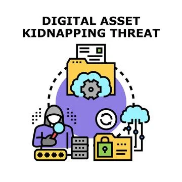 Digital asset kidnapping threat securing data online 스톡 일러스트