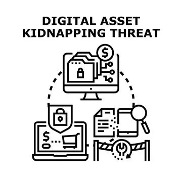 Digital asset kidnapping threat securing data protection Stock Illustration