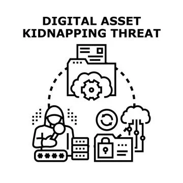 Digital asset kidnapping threat securing data online Stock Illustration