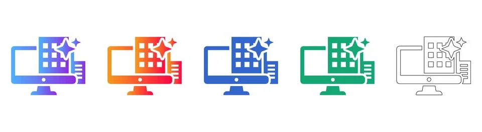 Digital Asset Management and Optimization Icons Illustrazione stock