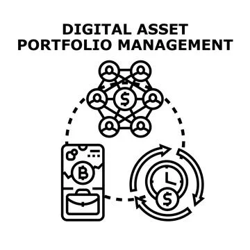 Digital asset portfolio management vector concept icon 库存插图