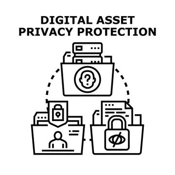 Digital asset privacy protection data security concept Stock Illustration