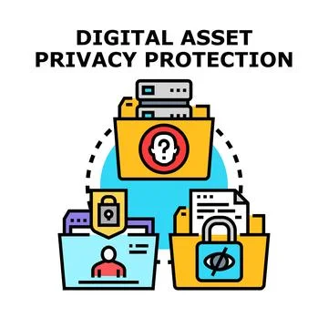 Digital asset privacy protection data security concept イラスト素材