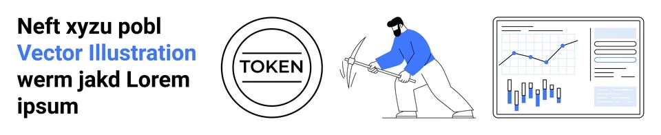 Digital Asset Tokenization and Cryptocurrency Data Analysis Tools Stock Illustration