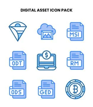 Digital Asset Two Colour Design Icons Pack Stock Illustration