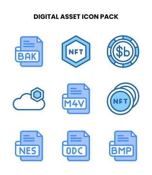 Digital Asset Two Colour Icons Pack Stock Illustration