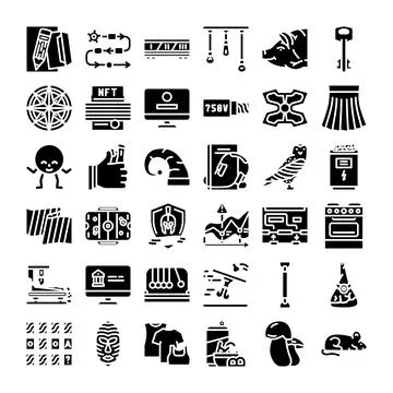 Digital assets and diverse objects icon collection Stock Illustration
