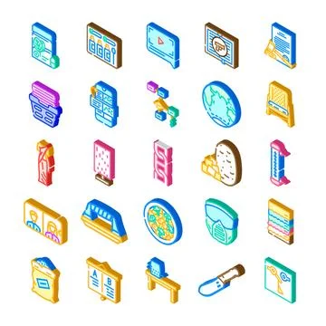 Digital assets and technology isometric icons collection 库存插图