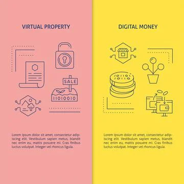 Digital assets banner templates with text Stock Illustration