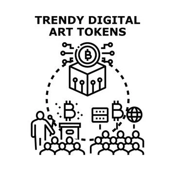 Digital assets ecosystem creating non fungible tokens Illustrazione stock