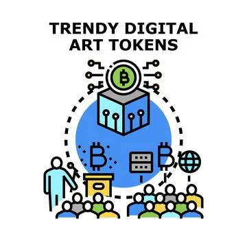 Digital assets ecosystem creating non fungible tokens Stock Illustration
