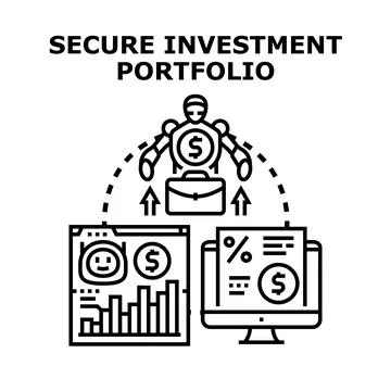 Digital assistant managing secure investment portfolio online Stock Illustration
