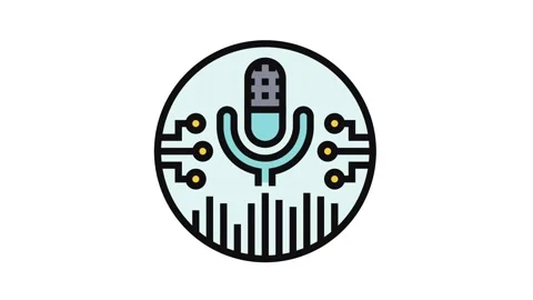 Digital assistant microphone ai integration color icon animation Vídeo Stock 326117261