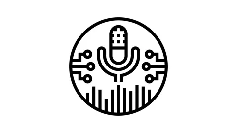 Digital assistant microphone ai integration line icon animation Vídeo Stock 326124560