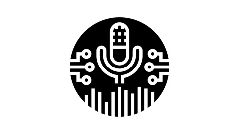 Digital assistant microphone ai integration glyph icon animation Vídeo Stock 326144009