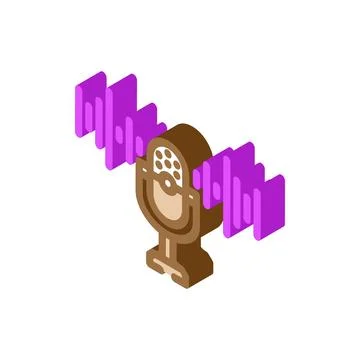 Digital assistant microphone ai integration isometric icon vector illustratio Stock Illustration