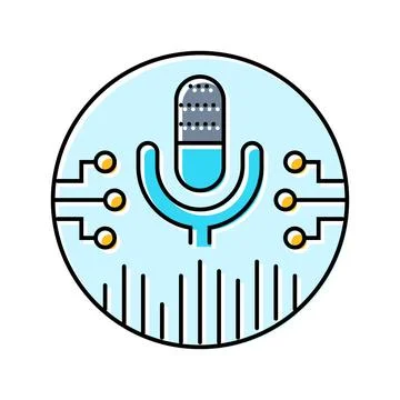 Digital assistant microphone ai integration color icon vector illustration Stock Illustration