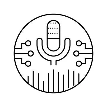 Digital assistant microphone ai integration line icon vector illustration Stock Illustration