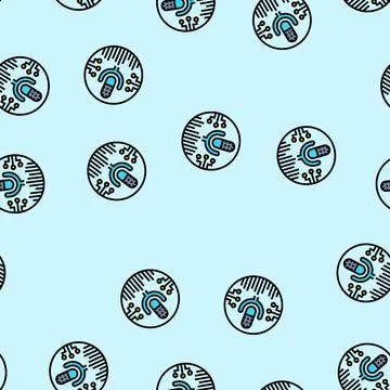Digital assistant microphone ai integration vector seamless pattern Stock Illustration
