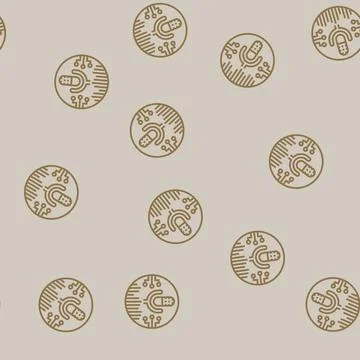 Digital assistant microphone ai integration line seamless pattern 库存插图