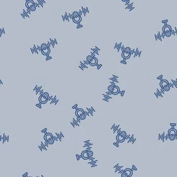 Digital assistant microphone ai integration line vector seamless pattern Stock Illustration