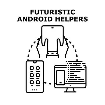 Digital assistant providing support across multiple devices Stock Illustration