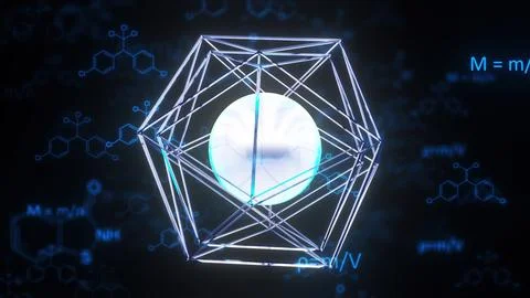 Digital atom with formulas Stock Illustration