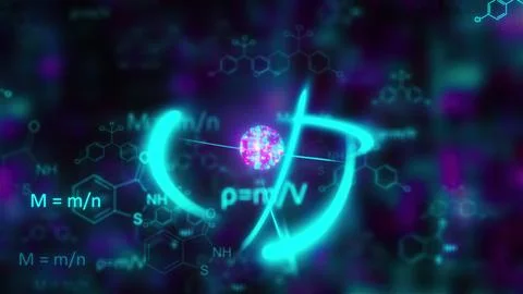 Digital atom with formulas Stock Illustration