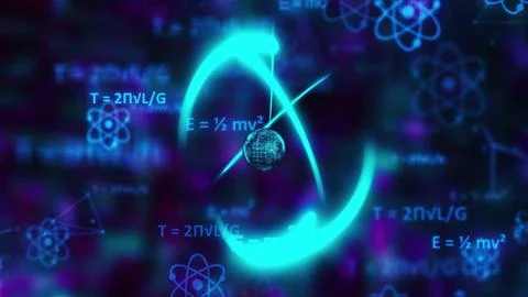 Digital atom with formulas Stock Illustration