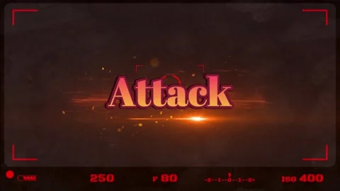 Digital attack warning text overlay with camera viewfinder interface and Stock Footage 347341556