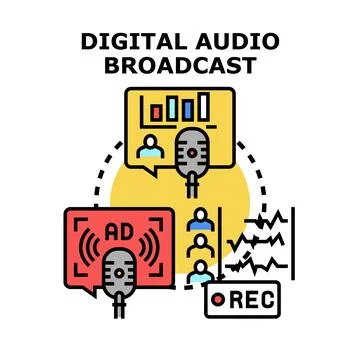 Digital audio broadcast creating media content concept Ilustración de archivo