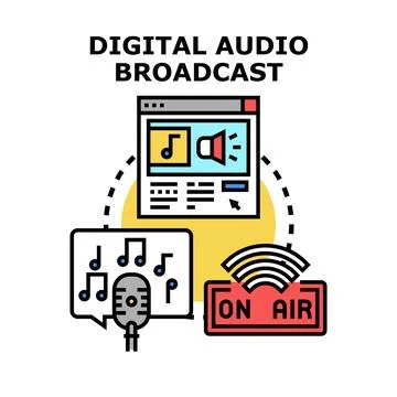 Digital audio broadcast technology concept vector illustration Illustrazione stock