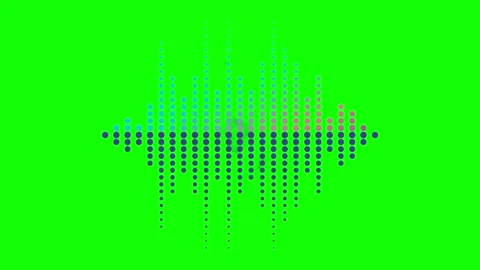 Digital audio equalizer element with dot pattern and lightning effects on green Stock Footage 337464553