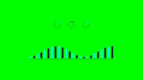 Digital audio equalizer graphic with loading icons on a green background Stock Footage 341823703