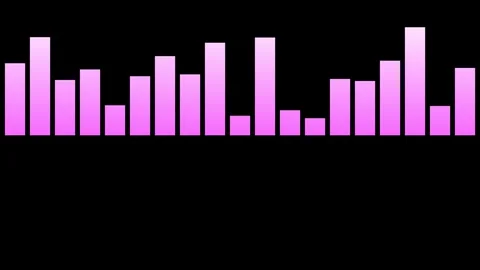 Digital Audio Equalizer Neon Bars with Futuristic Sound Wave on Black 4K Loop Stock Footage 344329001