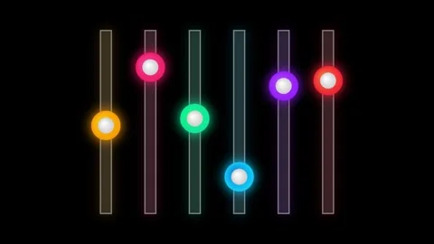 Digital audio equalizer sliders with colorful illuminated knobs representin.. Stock Footage 346845584
