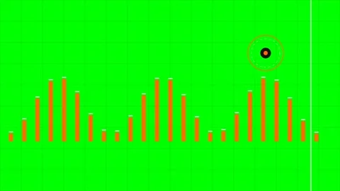 Digital audio equalizer visualization with orange bars on green background Stock Footage 341824604