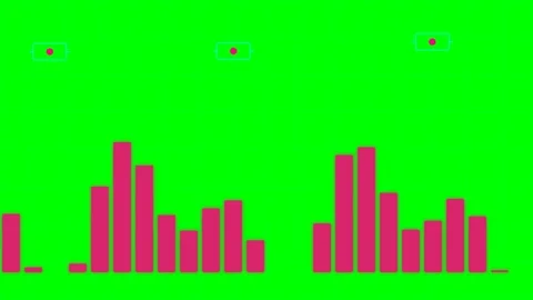 Digital audio equalizer visualization with vibrant pink bars on green screen Stock Footage 341824441