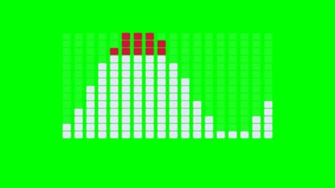 Digital audio frequency equalizer bars on a vibrant chroma key green screen Stock Footage 340902619
