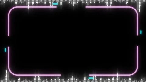 Digital audio frequency visualizer frames with glowing neon rectangles against Stock Footage 345334281