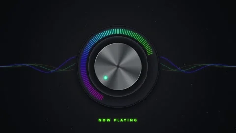 Digital audio interface with rotating volume knob and sound wave visualizat.. Stock Footage 346241658