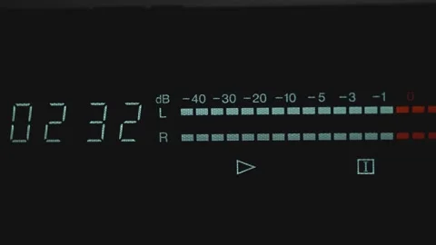 Digital audio level meter and time counter display Video stock 323034692