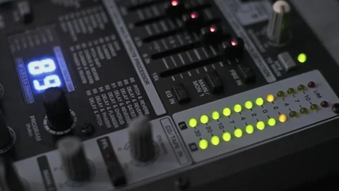 Digital Audio Mixer Effects Processor with LED Meter Stock Footage 318789496