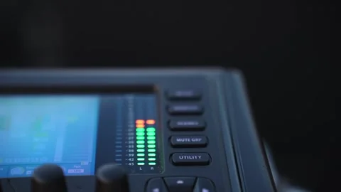 Digital audio mixer led level meters blinking Video stock 345529085