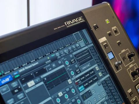 Digital Audio Mixing Console Control Panel Features Stock Photos