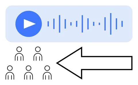 Digital Audio Playback and Audience Received Information Concept with Arrow.. Stock Illustration